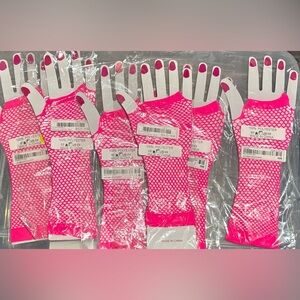 🐊 4 New Neon Pink Fishnet Gloves